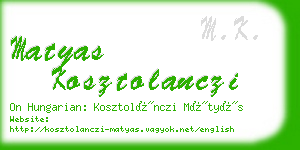 matyas kosztolanczi business card